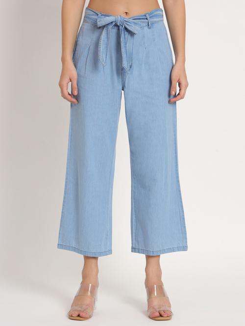 women light blue solids peg trouser - 20485991 - Very Small Image - 1