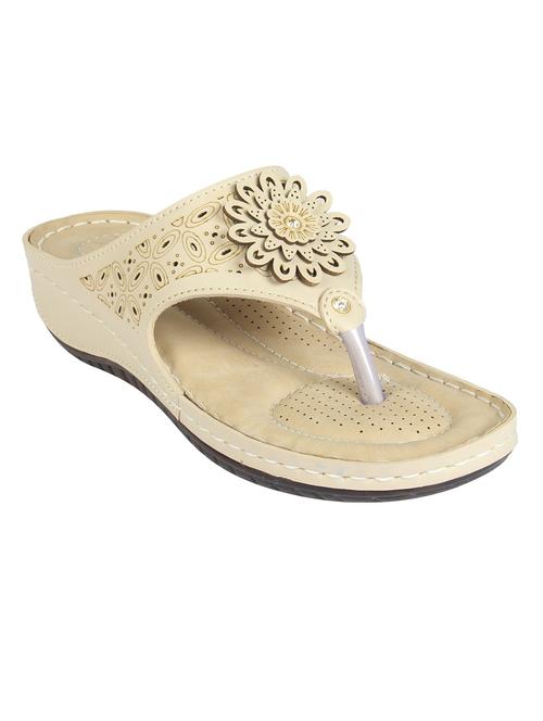 women cut work beige embellished slip on flat sandal - 20486024 - Very Small Image - 1