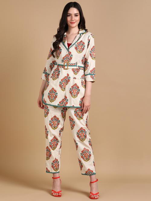 cream floral blazer and trouser set  - 20486148 - Very Small Image - 1