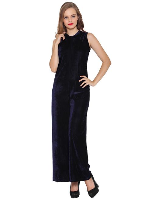 navy blue solid full leg jumpsuit - 20486196 - Very Small Image - 1