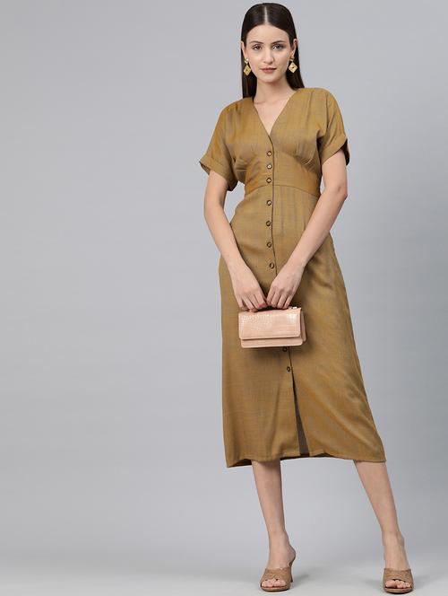 Bronze Solid Empire Line Dress - 20486528 - Very Small Image - 1