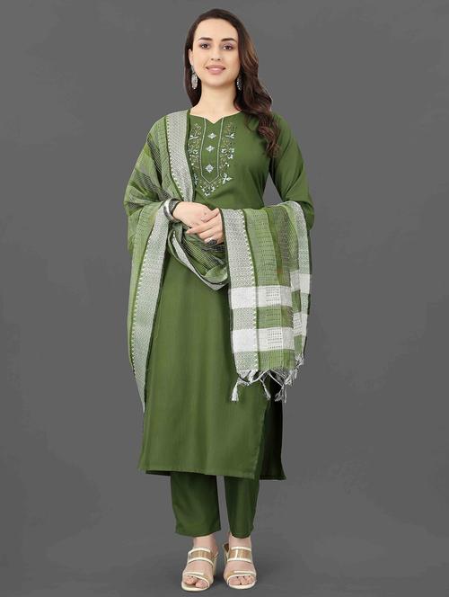 women three quarter sleeve kurta pant with dupatta set - 20490581 - Very Small Image - 1