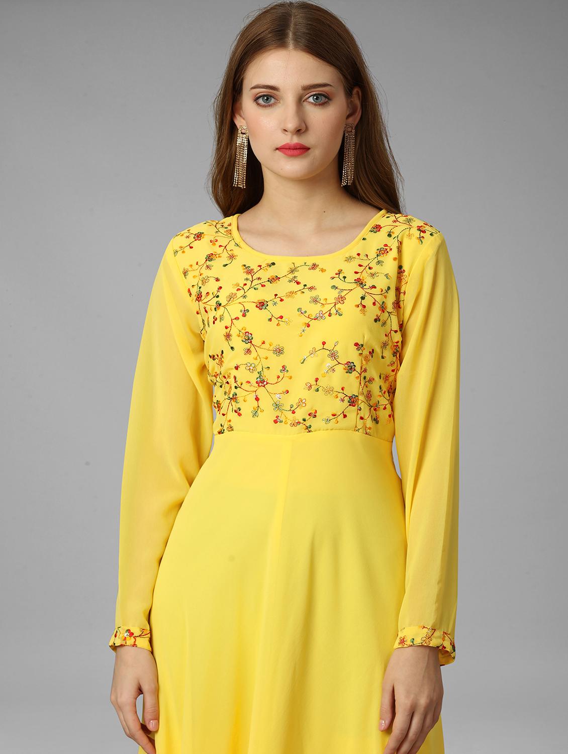 yellow anarkali ethnic dress - 20490641 - Zoom Image - 3