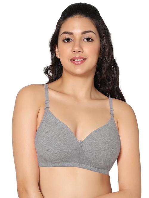 women grey cotton blend t-shirt bra - 20491384 - Very Small Image - 1