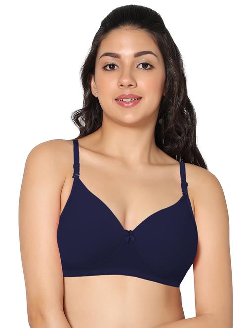 women navy blue cotton blend t-shirt bra - 20491385 - Very Small Image - 1