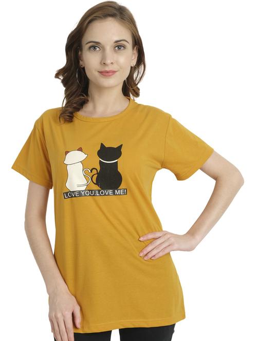 women's chest print round neck t-shirt - 20492485 - Very Small Image - 1