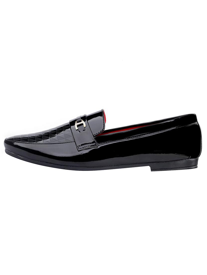 men textured black slip on moccasions - 20496735 - Standard Image - 2