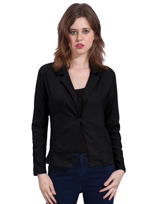 women black cotton blend casual blazer - 20496869 - Very Small Image - 1