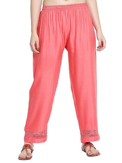 women coral rayon straight palazzo - 20497011 - Very Small Image - 1