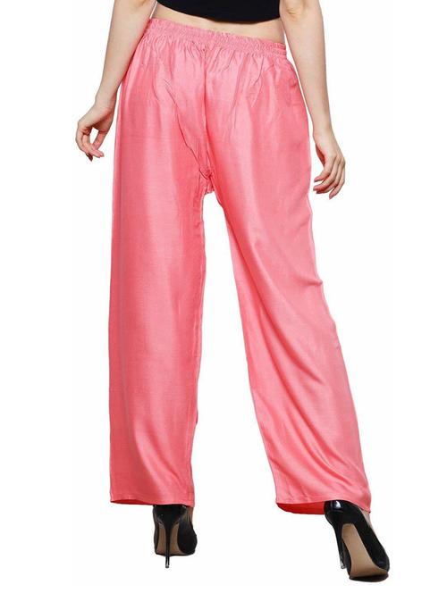 women pink relaxed fit palazzo - 20497075 - Very Small Image - 1