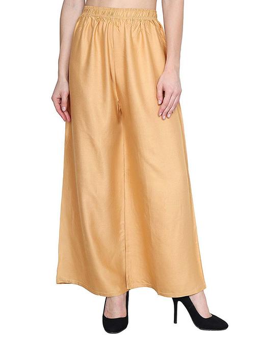 women gold relaxed fit palazzo - 20497079 - Very Small Image - 1