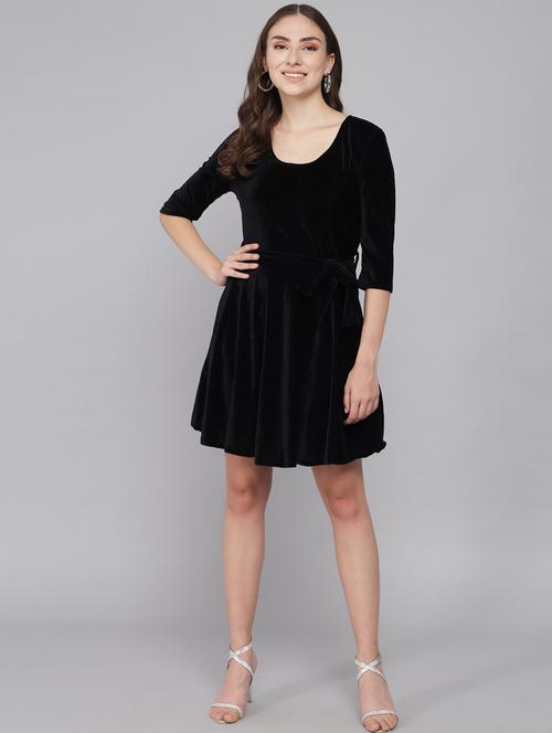 women solid fit & flare dress - 20497744 - Very Small Image - 1