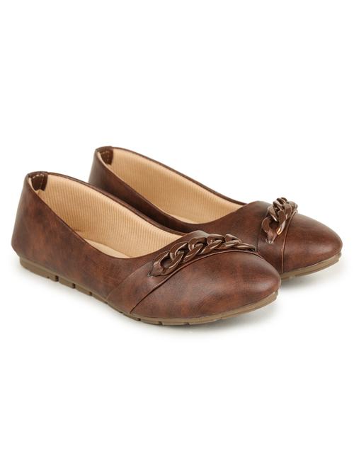 women solid brown slip on ballerina - 20499028 - Very Small Image - 1