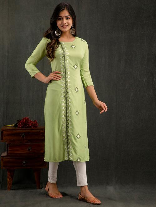 neo mint embroidered straight kurta - 20499049 - Very Small Image - 1