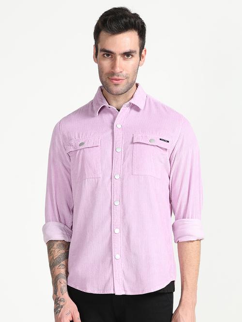 men pink corduroy casual shirt - 20499682 - Very Small Image - 1
