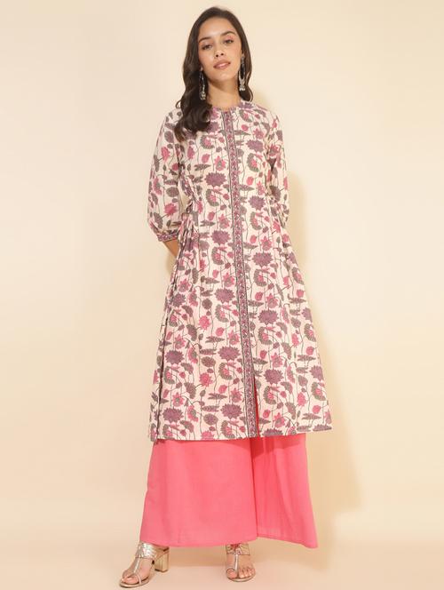 women multi color mandarin neck a-line kurta - 20500967 - Very Small Image - 1