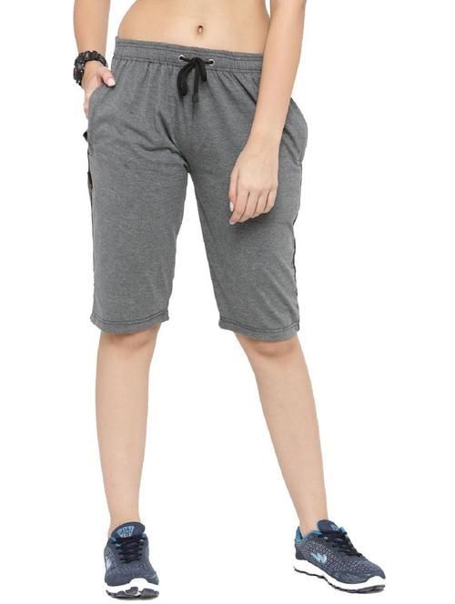 women grey melange regular capri - 20501426 - Very Small Image - 1