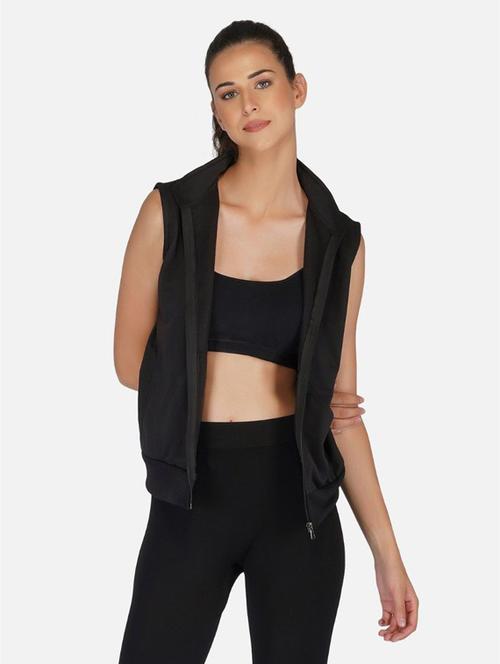 black solid sleeveless regular jacket  - 20501485 - Very Small Image - 1