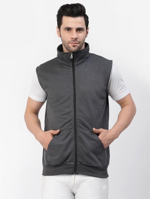 men sleeveless solid casual jacket - 20501491 - Very Small Image - 1