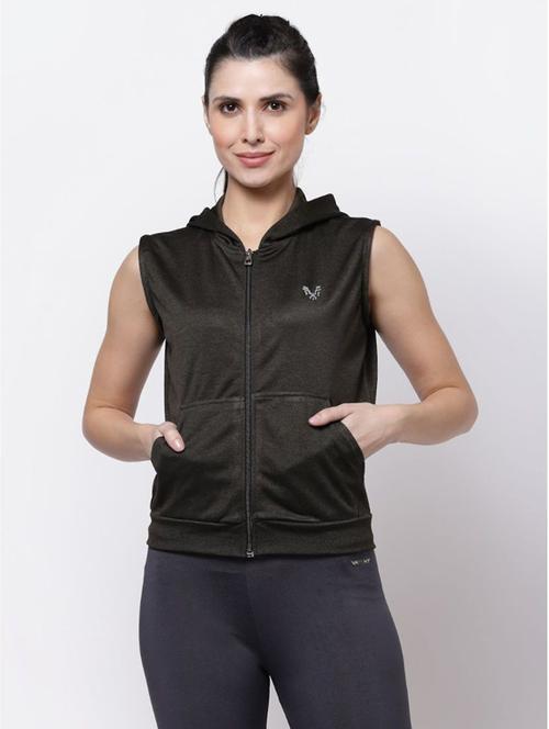 Women Olive Solid Hooded Sweatshirt - 20501523 - Very Small Image - 1