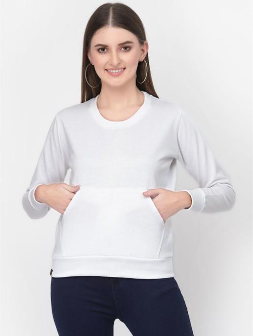 white solid regular sweatshirt - 20501670 - Very Small Image - 1