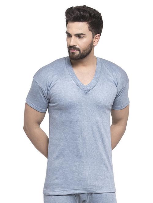 men grey solid thermal top - 20501901 - Very Small Image - 1
