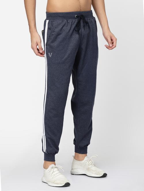 navy blue cotton blend joggers track pant - 20502302 - Very Small Image - 1