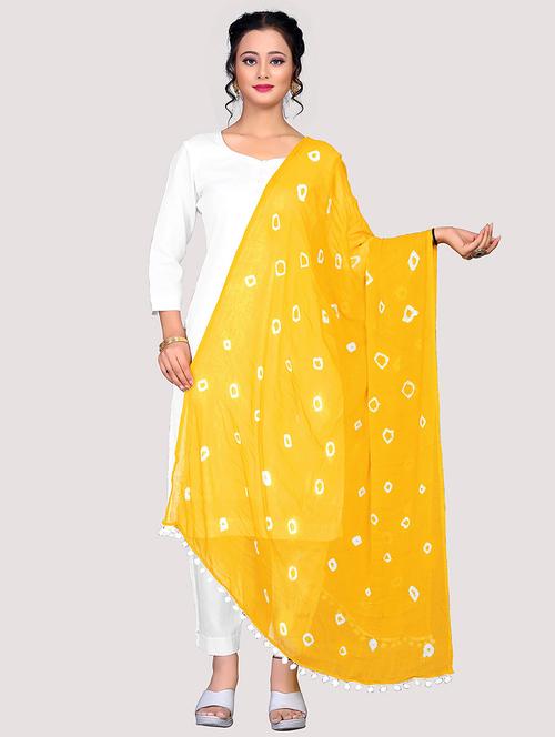 yellow bandhani printed dupatta - 20502655 - Very Small Image - 1