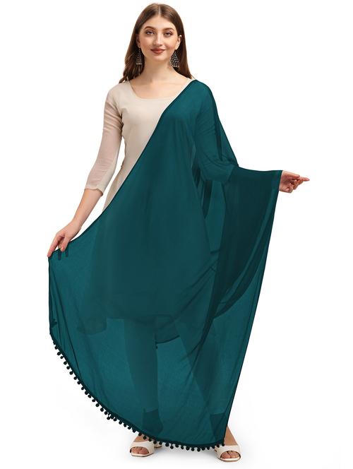 teal solid dupatta - 20502708 - Very Small Image - 1