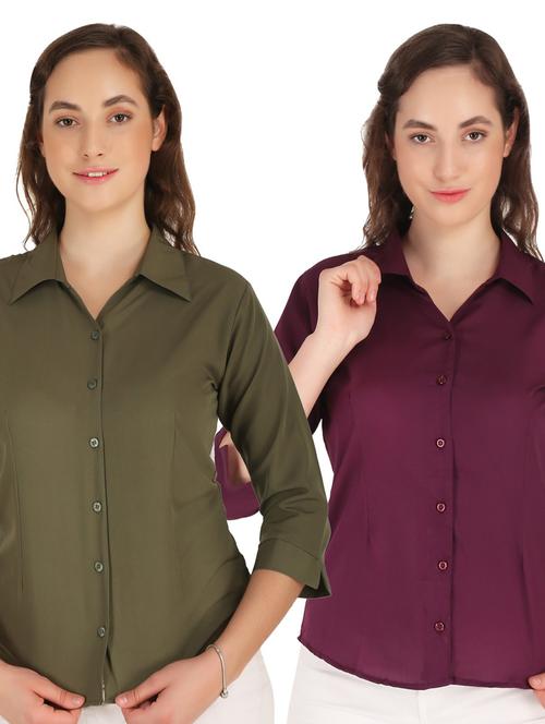pack of 2 solid collared shirt - 20505493 - Very Small Image - 1