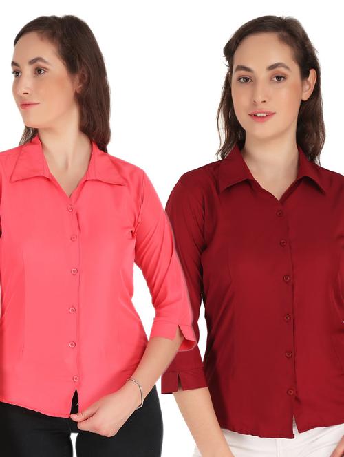pack of 2 solid collared shirt - 20505508 - Very Small Image - 1