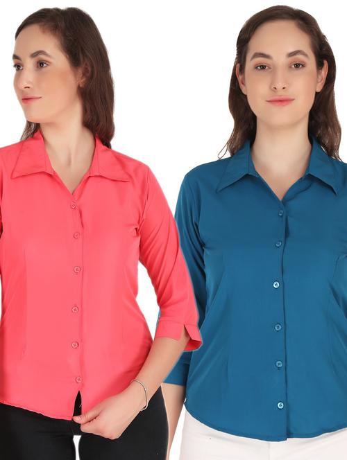 pack of 2 solid collared shirt - 20505511 - Very Small Image - 1