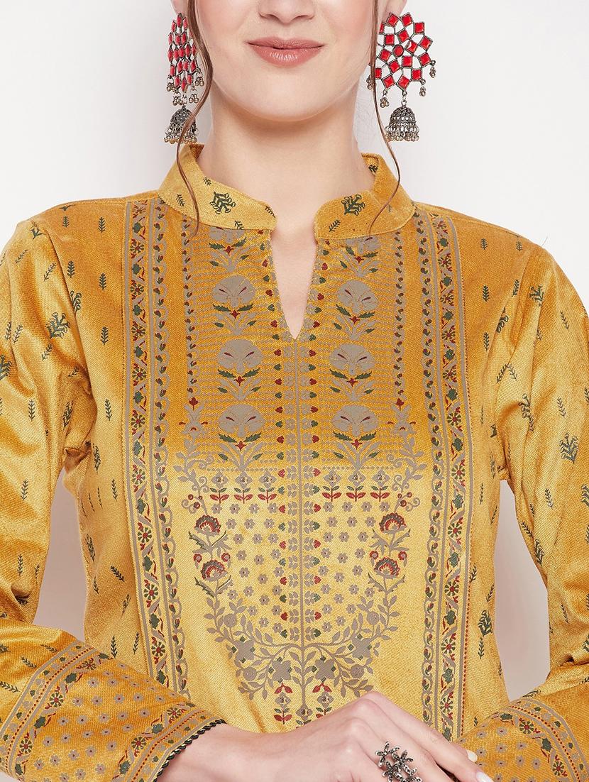 women yellow mandarin neck kurta pant set - 20506613 - Zoom Image - 4