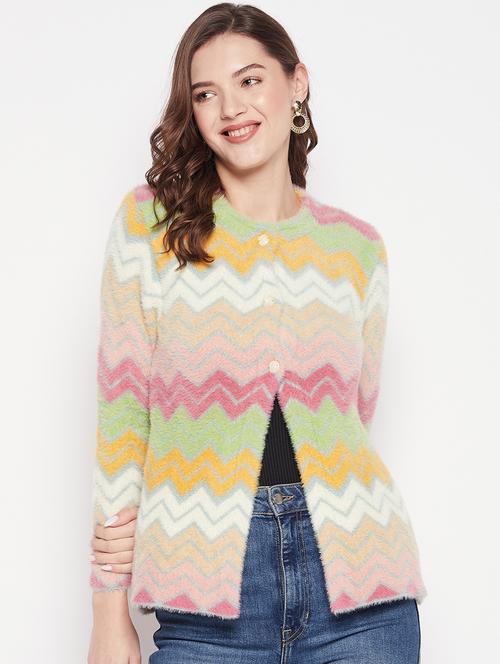 women multi colored wool blend cardigan - 20506896 - Very Small Image - 1
