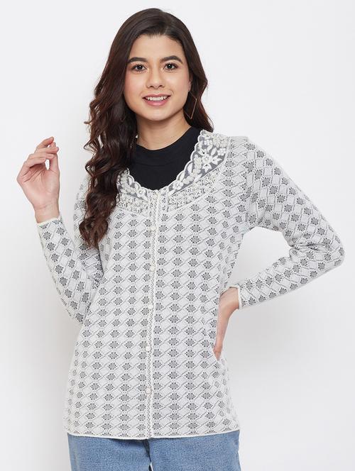 women white wool blend cardigan - 20506921 - Very Small Image - 1