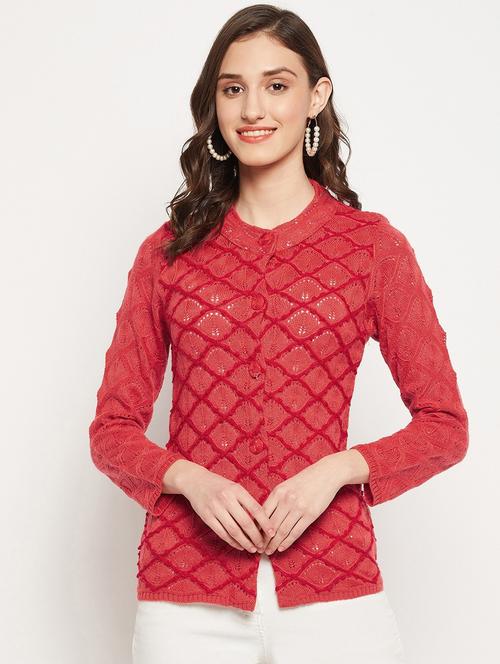 women coral wool blend cardigan - 20506976 - Very Small Image - 1