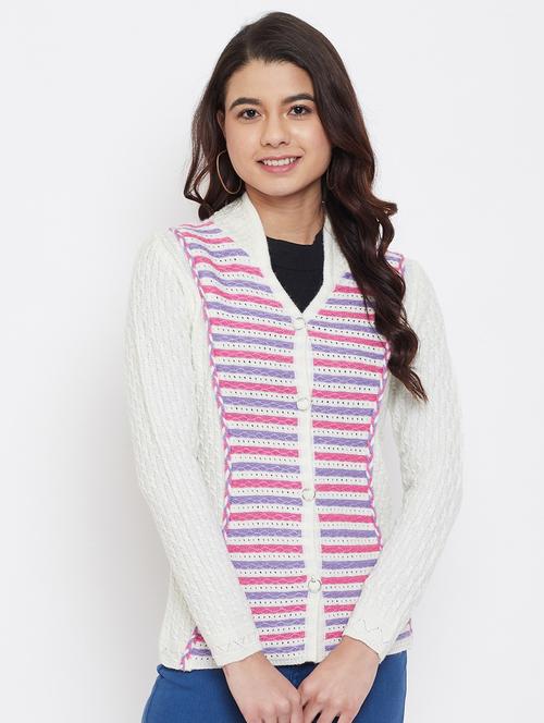 women multi colored wool blend cardigan - 20506982 - Very Small Image - 1
