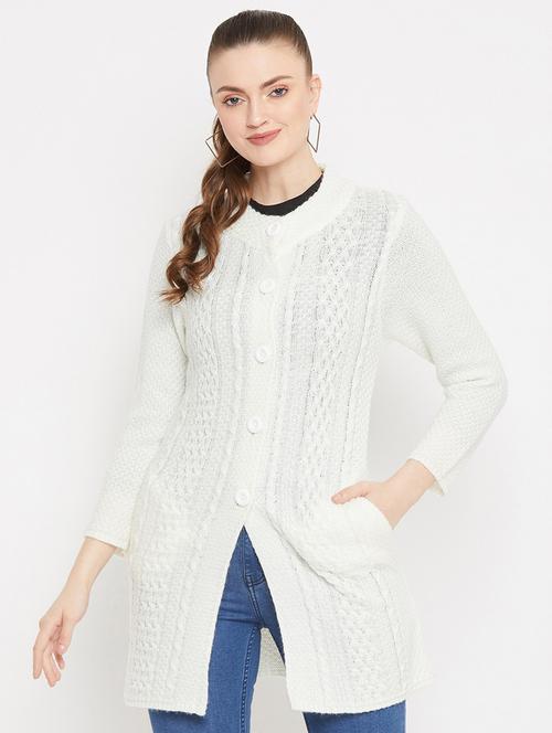 women white wool blend cardigan - 20507041 - Very Small Image - 1
