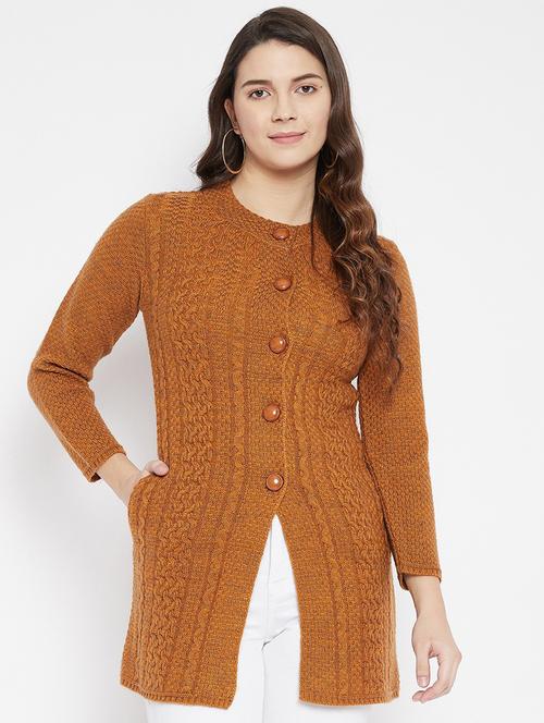 women bronze wool blend cardigan - 20507049 - Very Small Image - 1