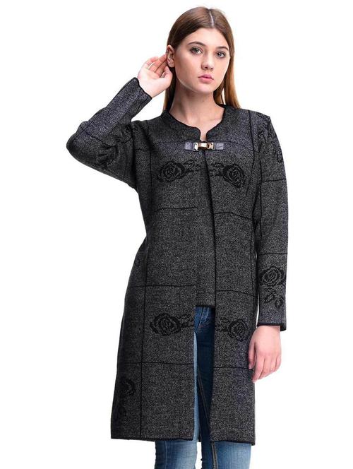 women charcoal wool blend cardigan - 20507347 - Very Small Image - 1