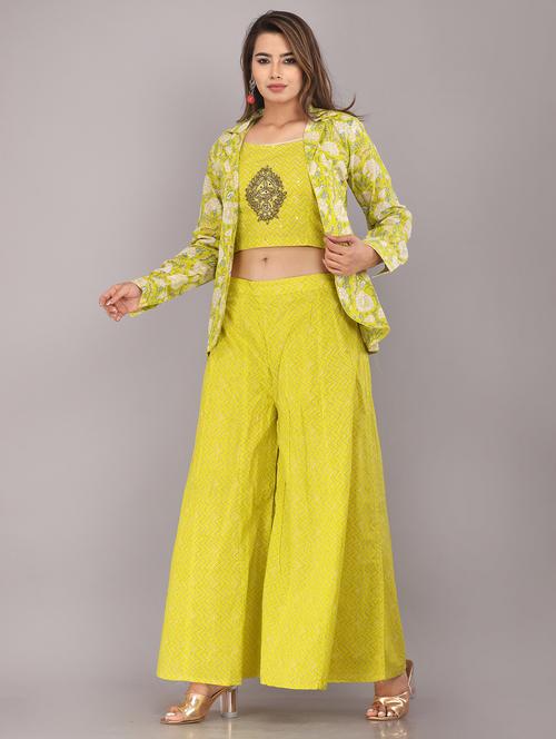 women yellow round neck co-ord sets with blazer - 20507635 - Very Small Image - 1