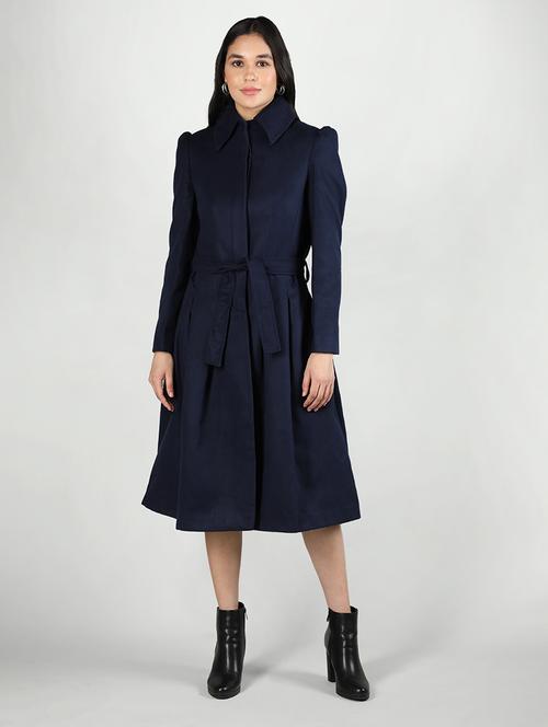 women blue shirt collar full sleeves coat - 20507881 - Very Small Image - 1