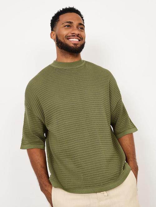 men olive cotton oversized t-shirt - 20507957 - Very Small Image - 1