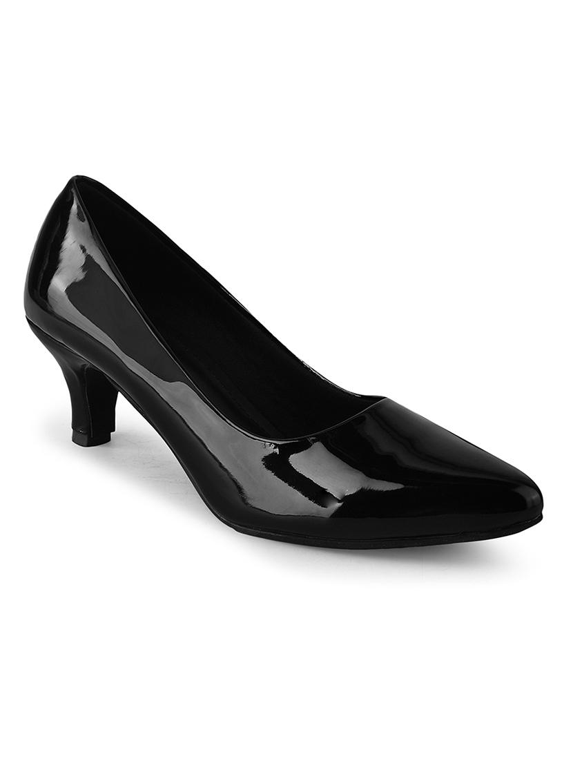 women black slip on kitten heel pumps - 20508393 - Standard Image - 1