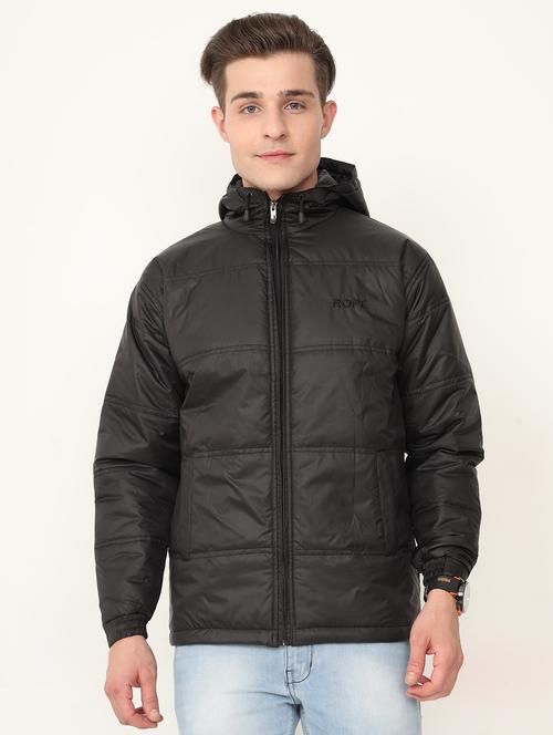 men black logo embroidered polyester casual jacket - 20508454 - Very Small Image - 1