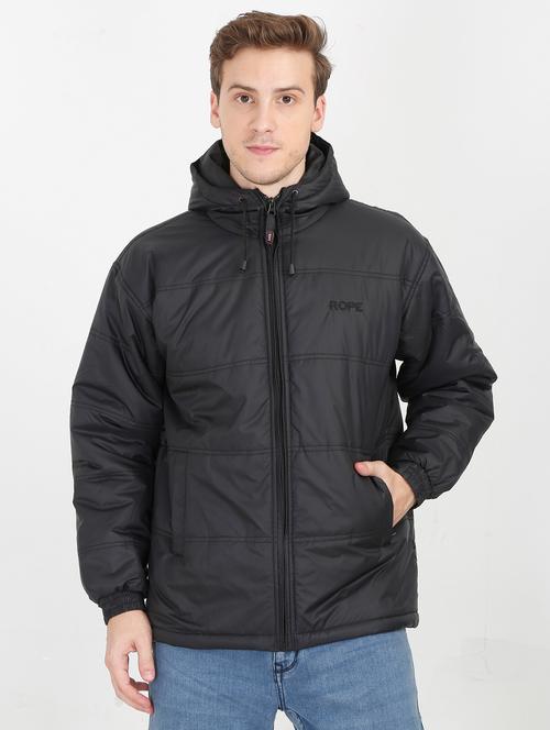 men black logo embroidered polyester casual jacket - 20508459 - Very Small Image - 1