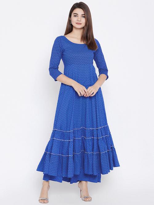 blue flared kurta palazzo set - 20509189 - Very Small Image - 1