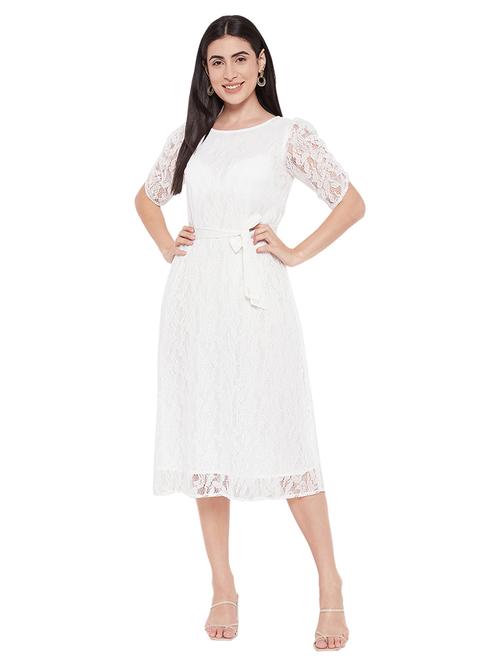 women white net front bow tie-up dress - 20511210 - Very Small Image - 1