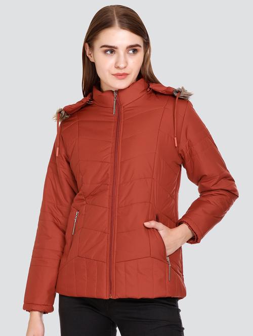solid hooded quilted jacket with pockets - 20511284 - Very Small Image - 1