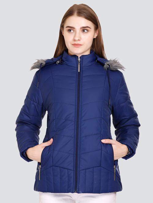 solid hooded quilted jacket with pockets - 20511288 - Very Small Image - 1